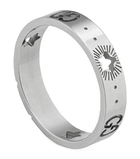 Gucci Icon White Gold Ring with Stars 